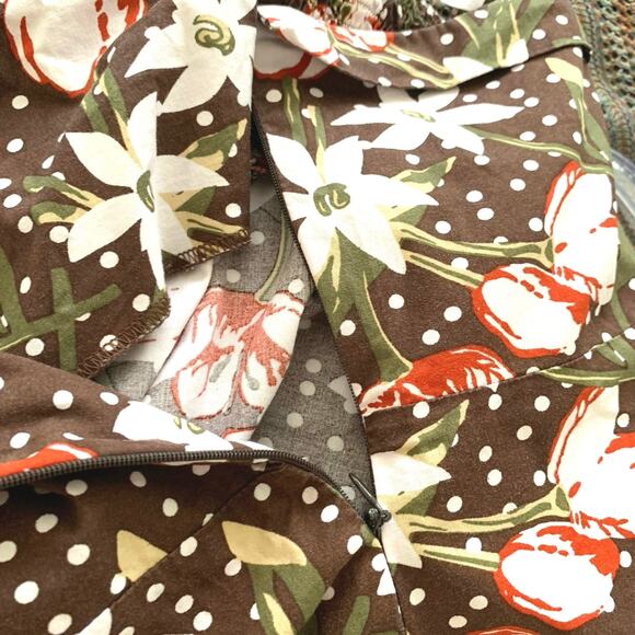 Women Sleeveless Floral Brown Tank Top Cottagecore Boho Fairy Summer Size 18/20W - Picture 2 of 7